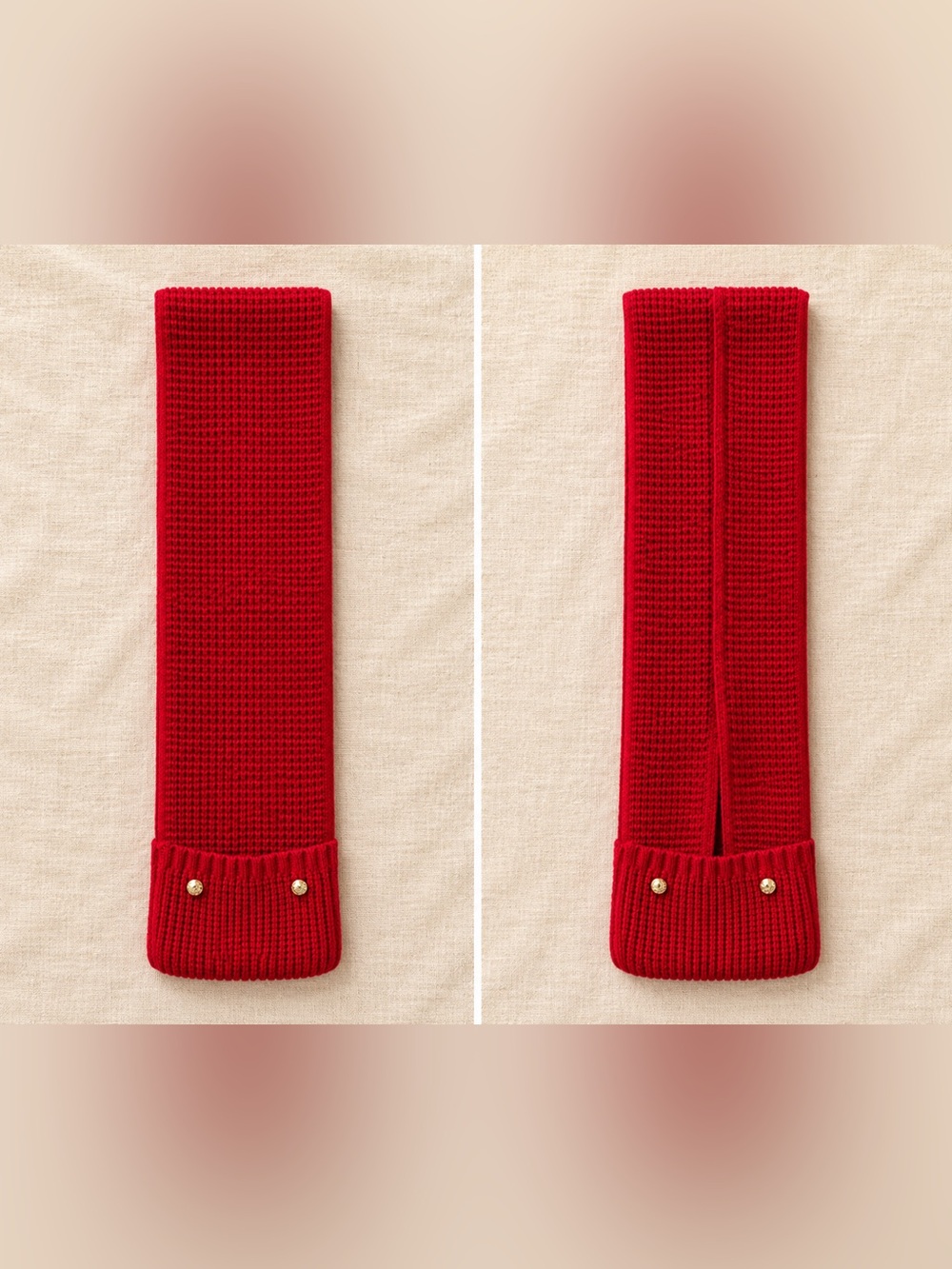 MICHAEL Michael Kors Red Knit Scarf with Gold Logo Tab